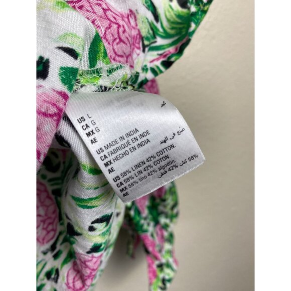 Charter Club Womens Linen blend Floral Long Sleeve Button up Shirt size Large - Picture 4 of 15